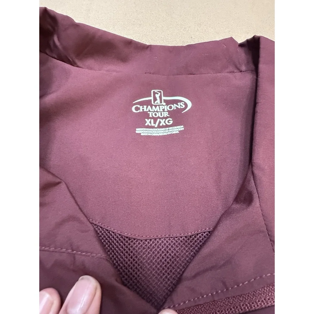 Champions Tour Men's Red Golf 1/4‎ Zip Pullover Windbreaker Jacket Size XL